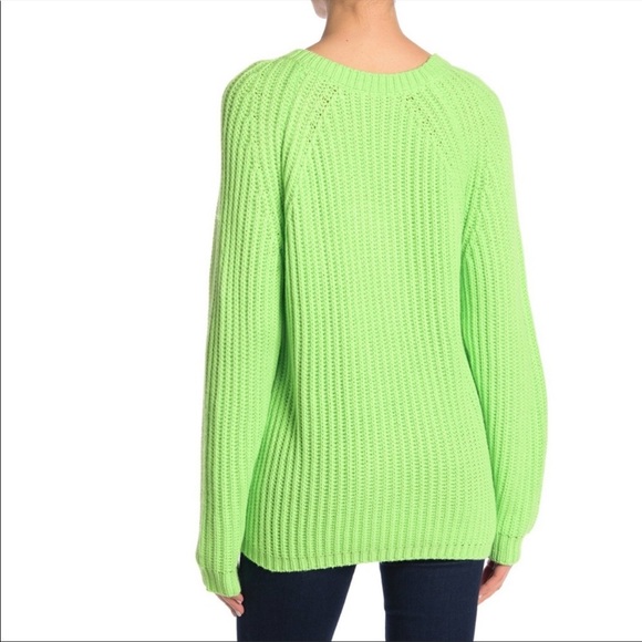 Lush V-Neck Knit Sweater, Size M - Neon Lime at Nordstrom Rack - Picture 2 of 4